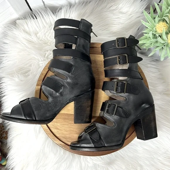 FREEBIRD l Bond Ankle Straps Open Toe Sandal Leather Boot Cowgirl Bohemian Sz. 9 - Picture 10 of 13